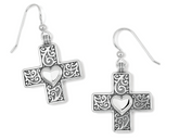 Carlotta Heart Cross French Wire Earrings