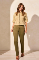 Comfort Stretch Elbow Sleeve Denim Jacket (Nude Olive)