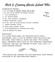 Artisan Kitchen- Rich & Creamy Pasta Salad Mix NEW RELEASE