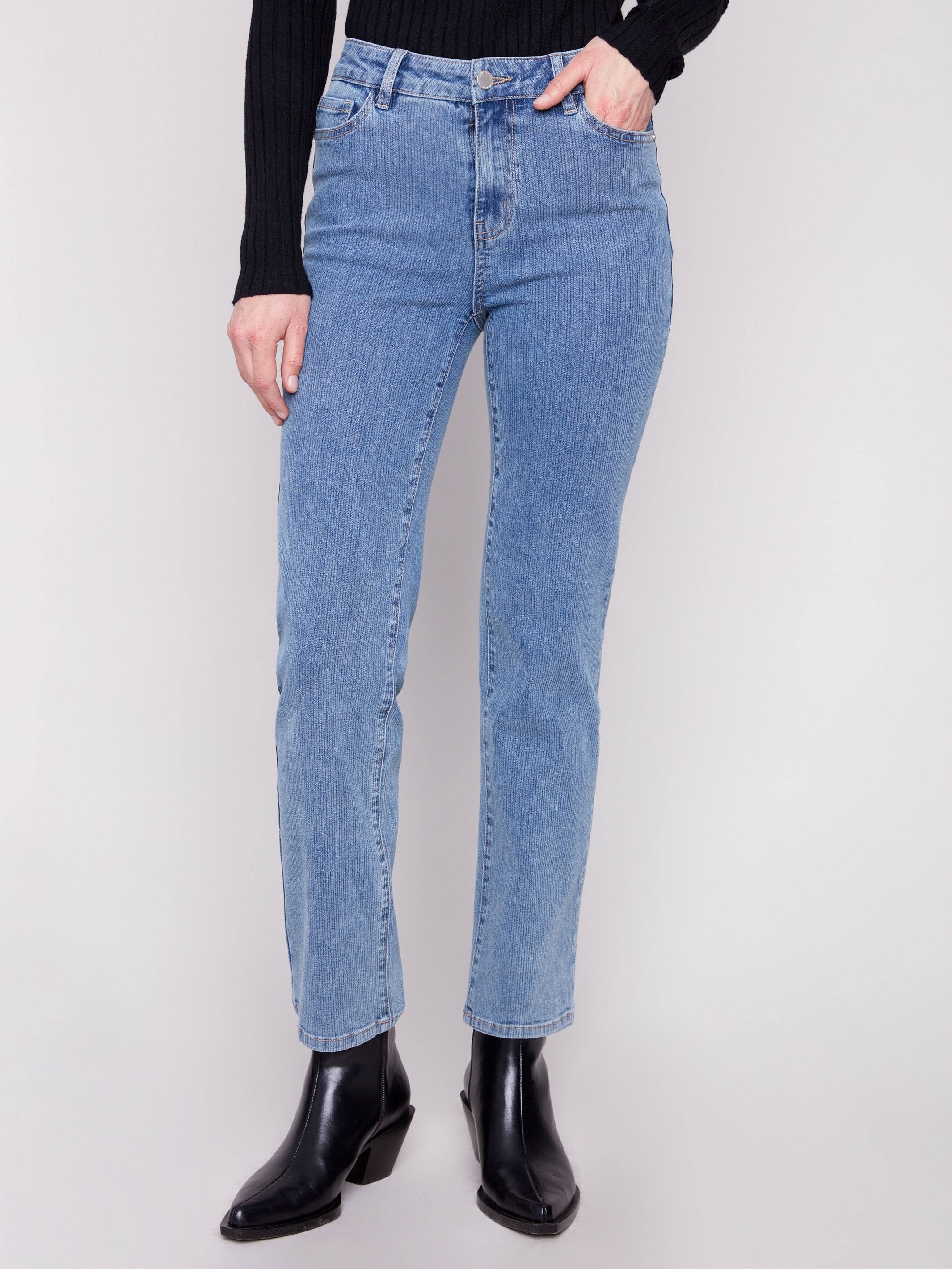 Denim Corduroy Straight Leg Pants