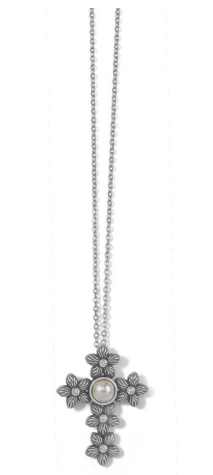 Bloom Cross Pearl Necklace