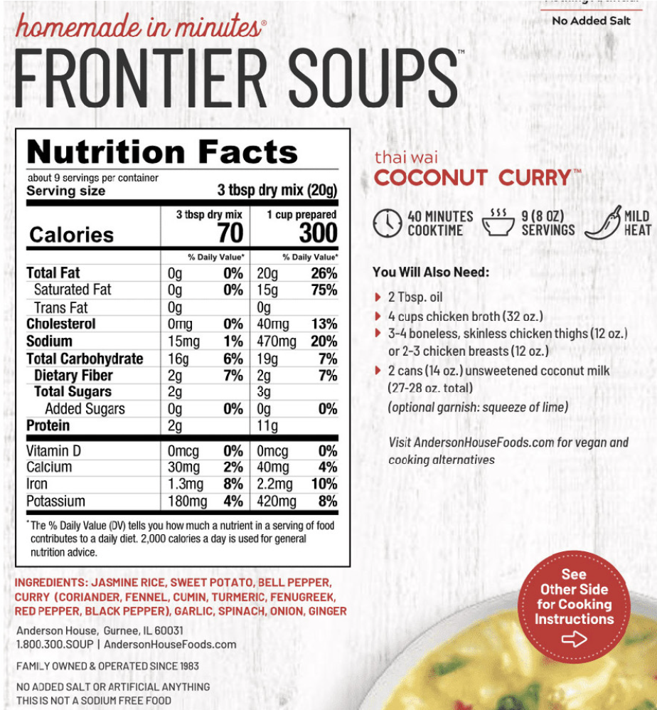 Anderson House Thai Wai Coconut Curry Soup Mix