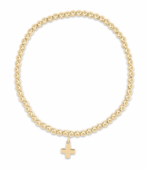 Classic Gold 3mm Bead Bracelet - Signature Cross Gold Charm