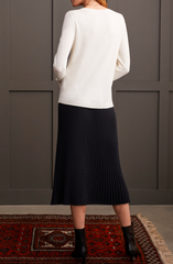 Boat Neck Sweater w/ Button Sleeve