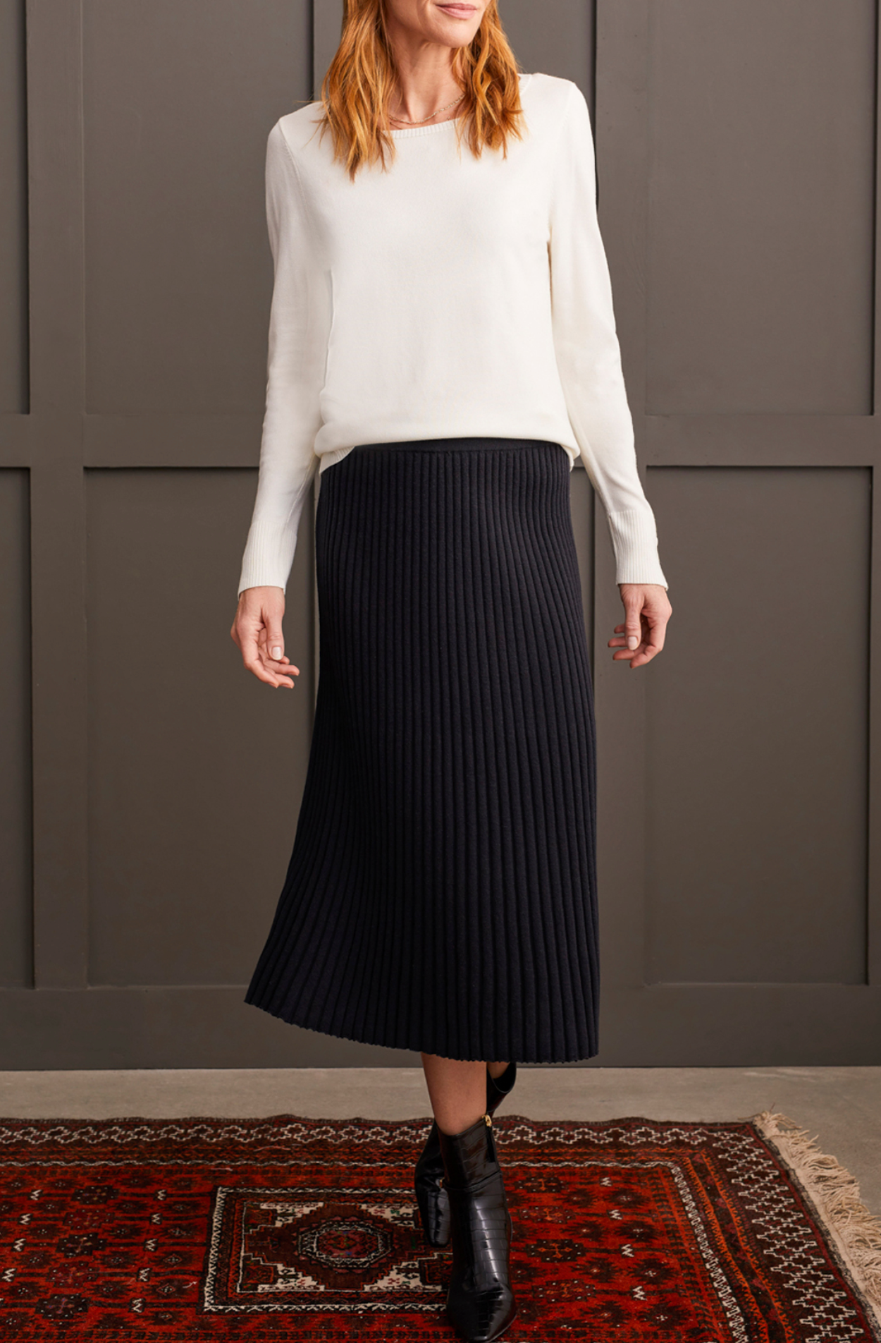 Boat Neck Sweater w/ Button Sleeve