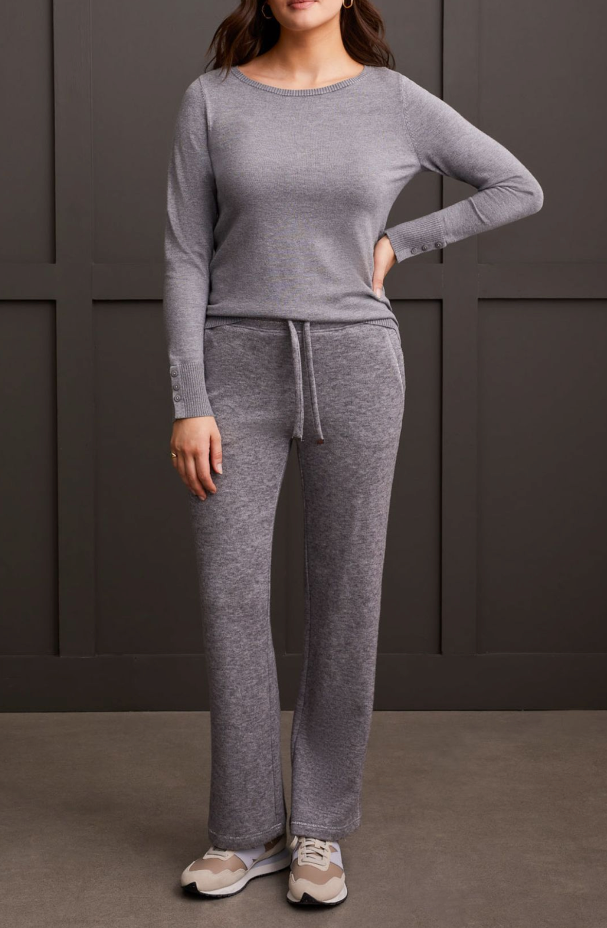 Boat Neck Sweater w/ Button Sleeve