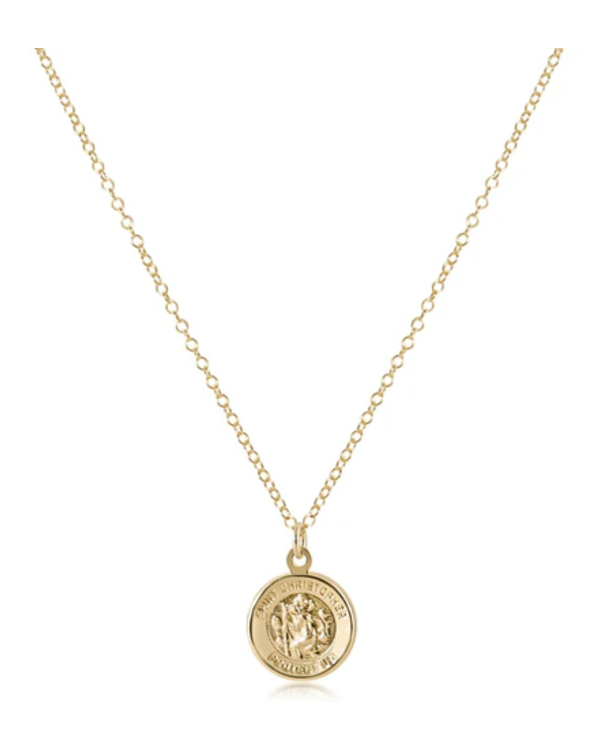 16" Necklace Gold- Protection Gold Disc