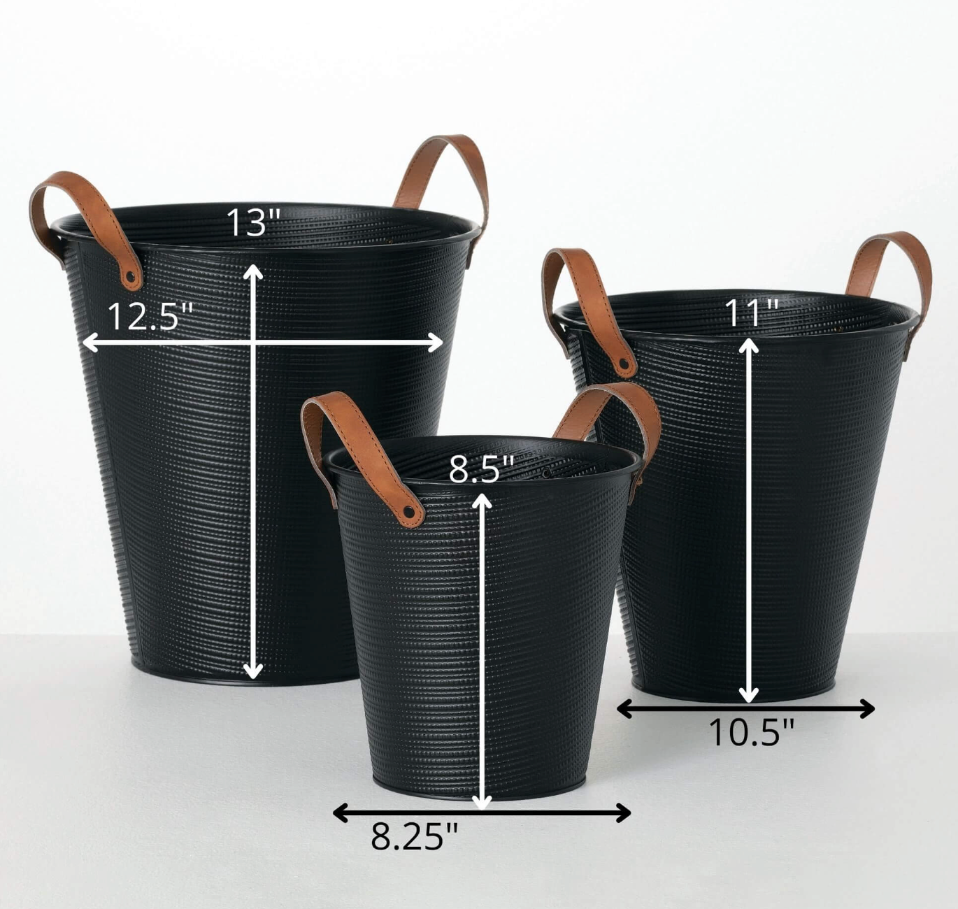 Black Embossed Flower Buckets