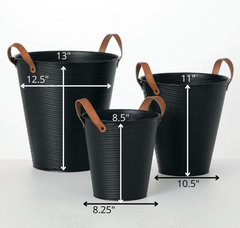 Black Embossed Flower Buckets