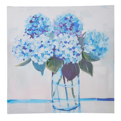 16" Medium Blue Floral Wall Art