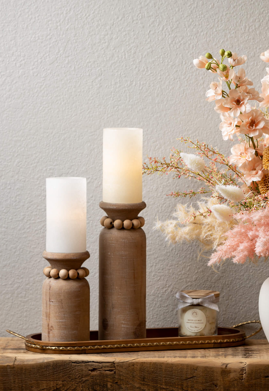 Beaded Pillar Candle Holders