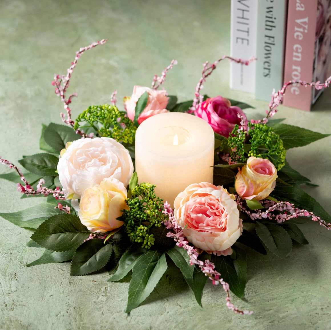 6.5" Pink Peach Floral Ring