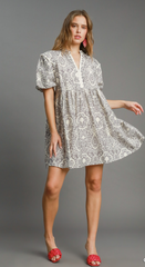Abstract Print High Neck Dress