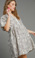 Abstract Print High Neck Dress