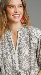 Abstract Print High Neck Dress