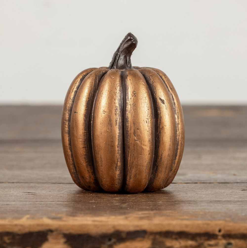 4" Gold Tall Pumpkin