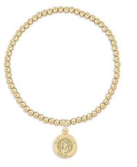 Classic Gold 3mm Bead Bracelet - Protection Gold Disc