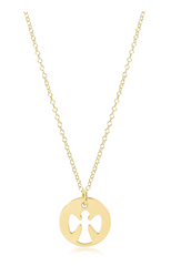 16" Necklace Gold - Guardian Angel Gold Disc