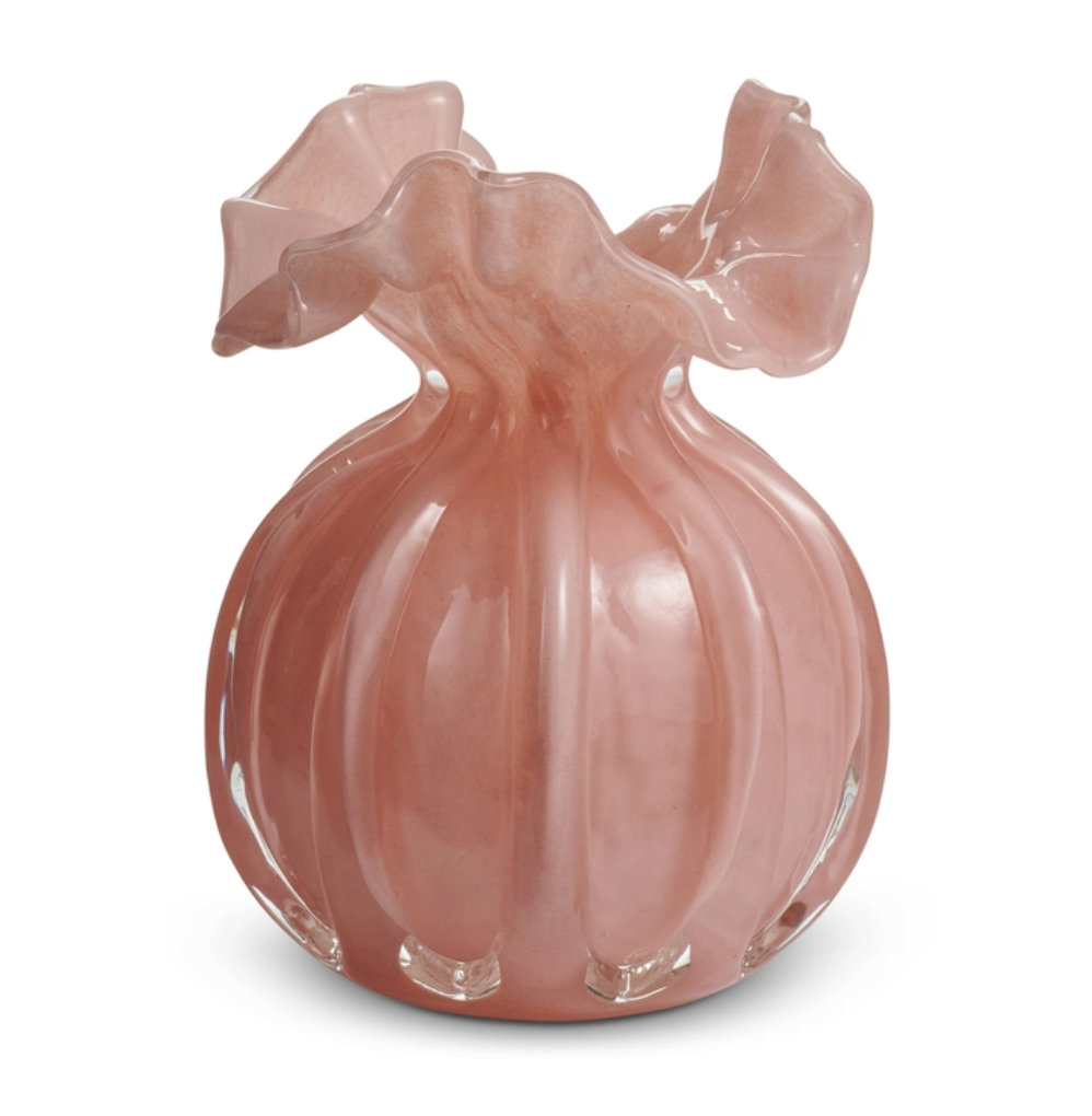 4.25" Pale Pink Ruffle Vase