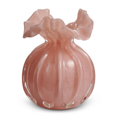 4.25" Pale Pink Ruffle Vase