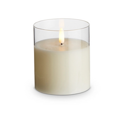 3.5" x 4" Clear Glass Ivory Pillar Candle