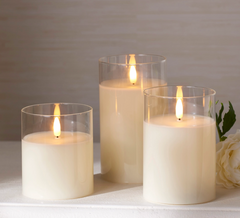 3.5" x 4" Clear Glass Ivory Pillar Candle