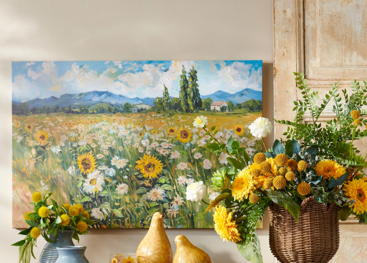 35.5" Wildflower Valley Textured Wall Art