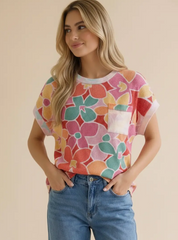 Bloom & Bright Floral Rib Knit Top
