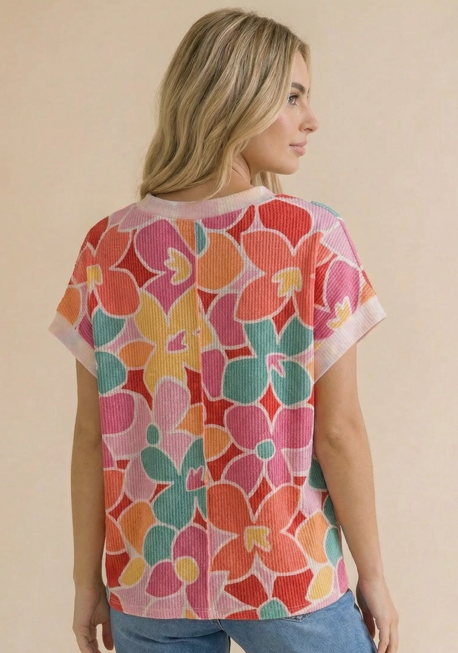 Bloom & Bright Floral Rib Knit Top