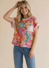 Bloom & Bright Floral Rib Knit Top