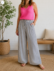 Black Stripe Casual Pants