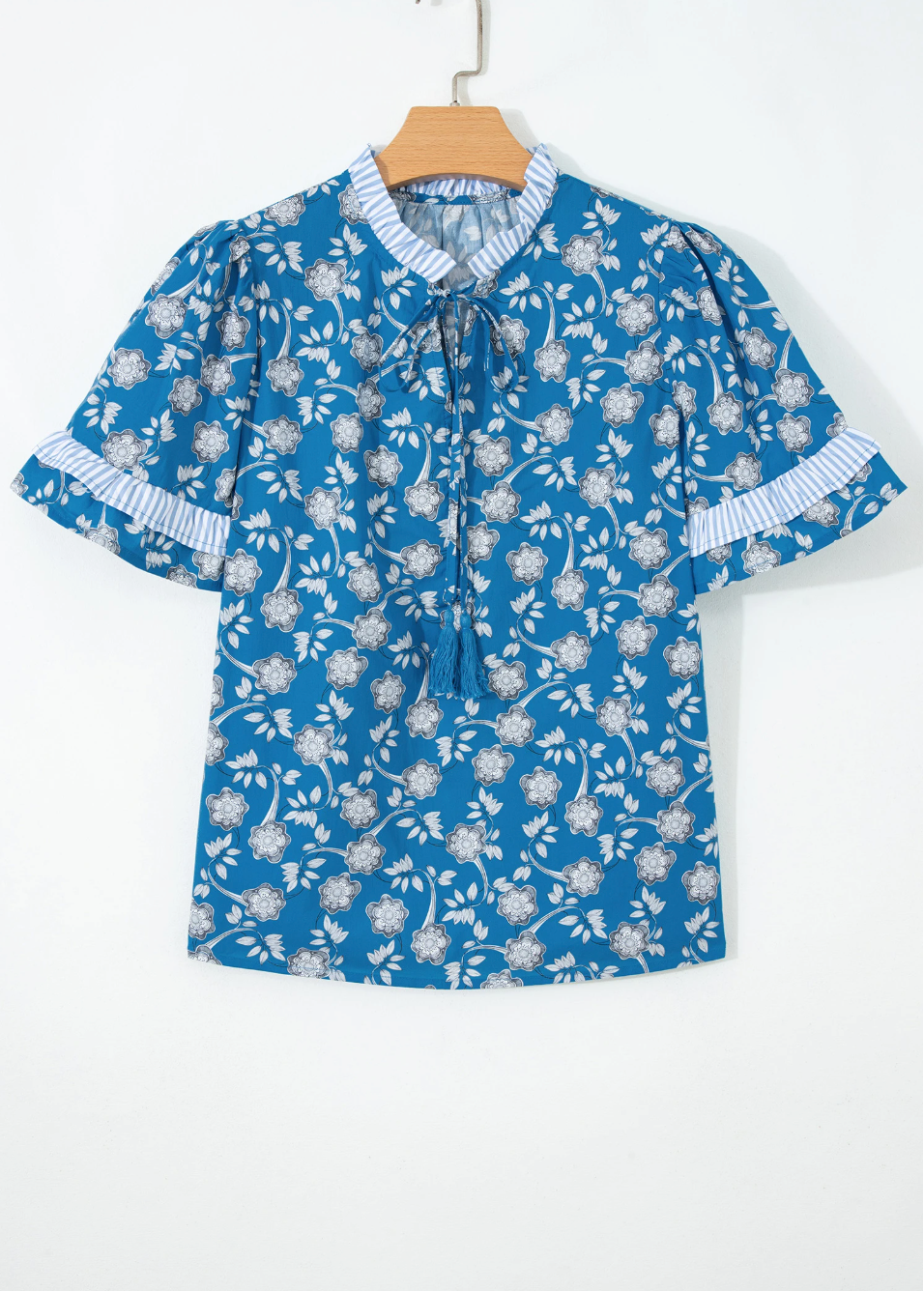 Blue Floral Button Blouse