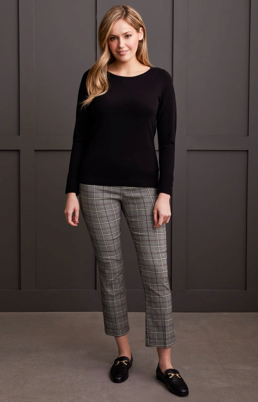 Boat Neck Sweater w/ Button Sleeve