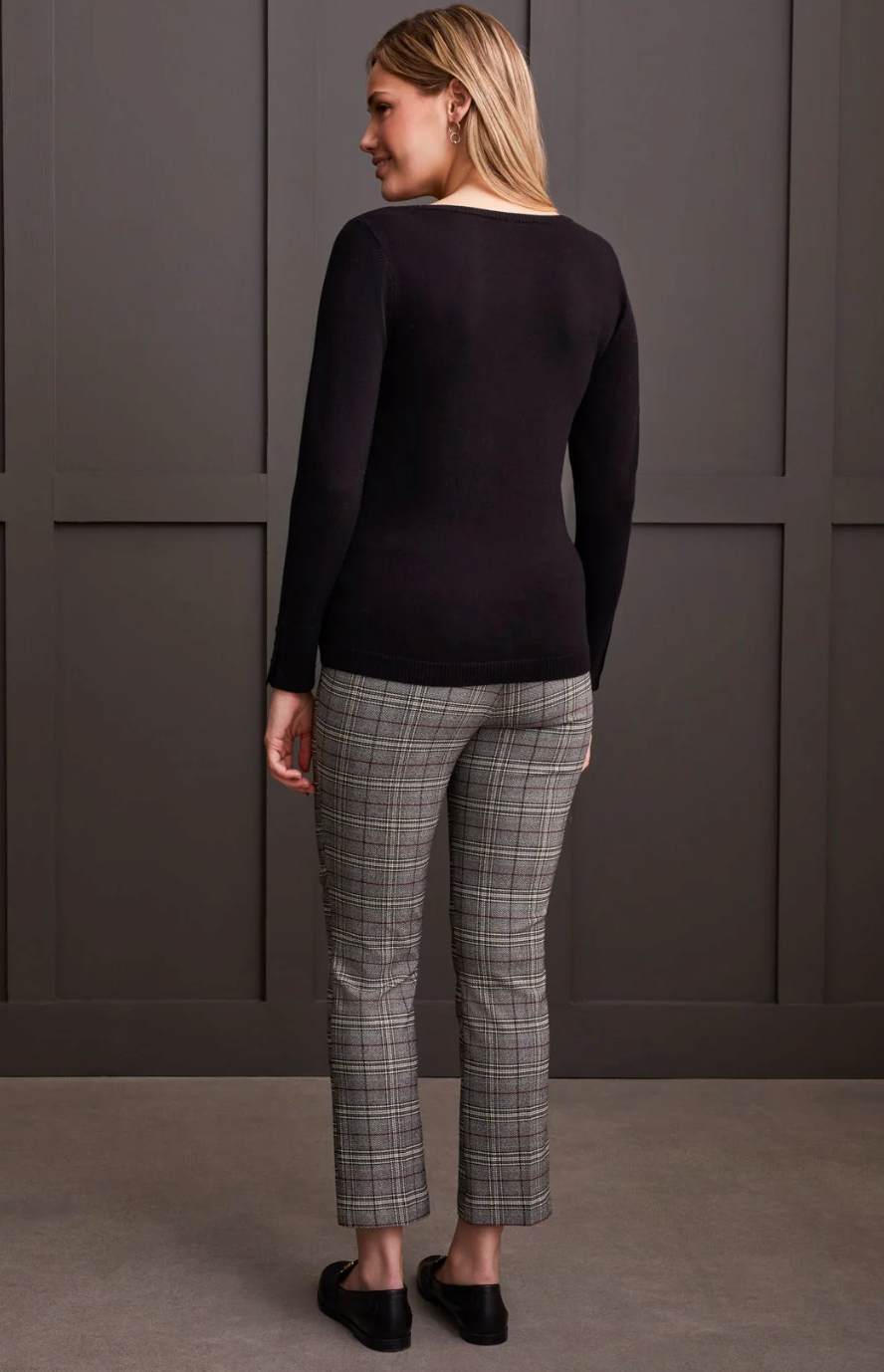 Boat Neck Sweater w/ Button Sleeve
