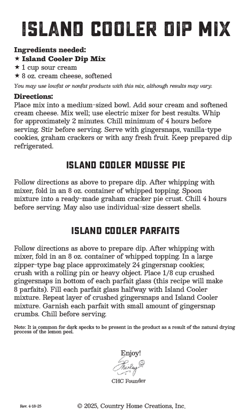 Coastal Kitchen- Island Cooler Dip Mix